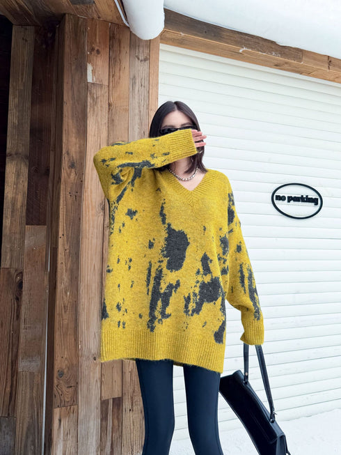 Abstract Dye Oversized Knit Top